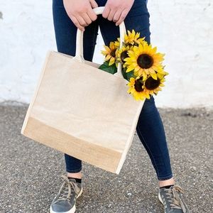 Reusable Washable Eco Market Tote White Jute